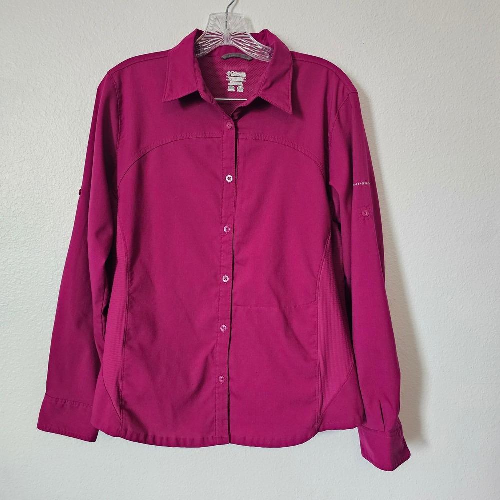 Columbia Titanium Omni-Shade Magenta Pink Hiking Shirt Long Sleeve Womens Large